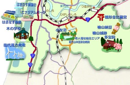 能代観光絵巻　南地区拡大図